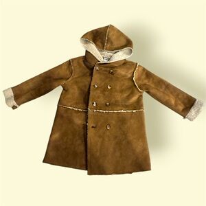 SHEIN Double Breasted Thermal Lined Hooded Coat Shearling Lining 4T